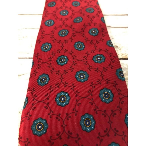 Dior Red Christian Vintage Printed Silk Tie - Picture 2 of 4